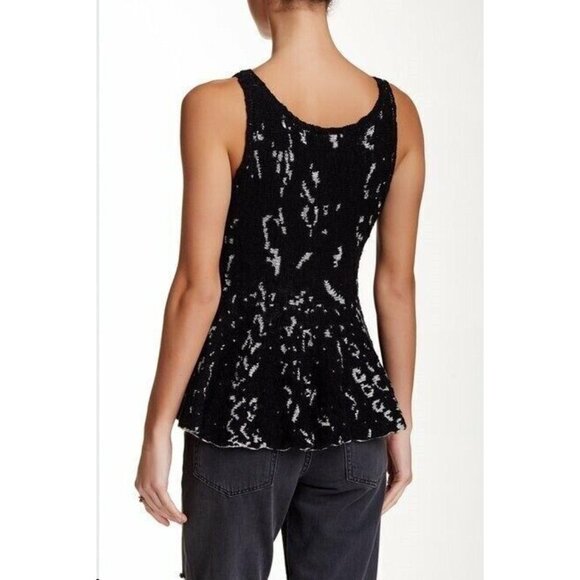 Free People Sweater Top Tank Peplum Flared Black Size Medium New With Tag - Picture 2 of 2